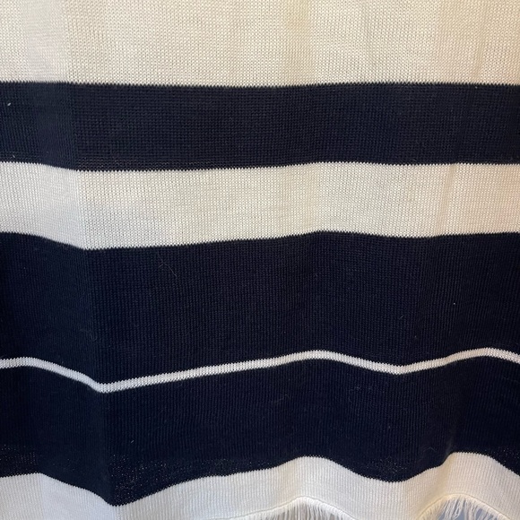 Echo For Talbot's Scarf White Navy Blue Stripes Fringe - Picture 2 of 4